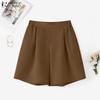 ZANZEA Women Casual Back Elastic Waist Loose Summer Short Pants