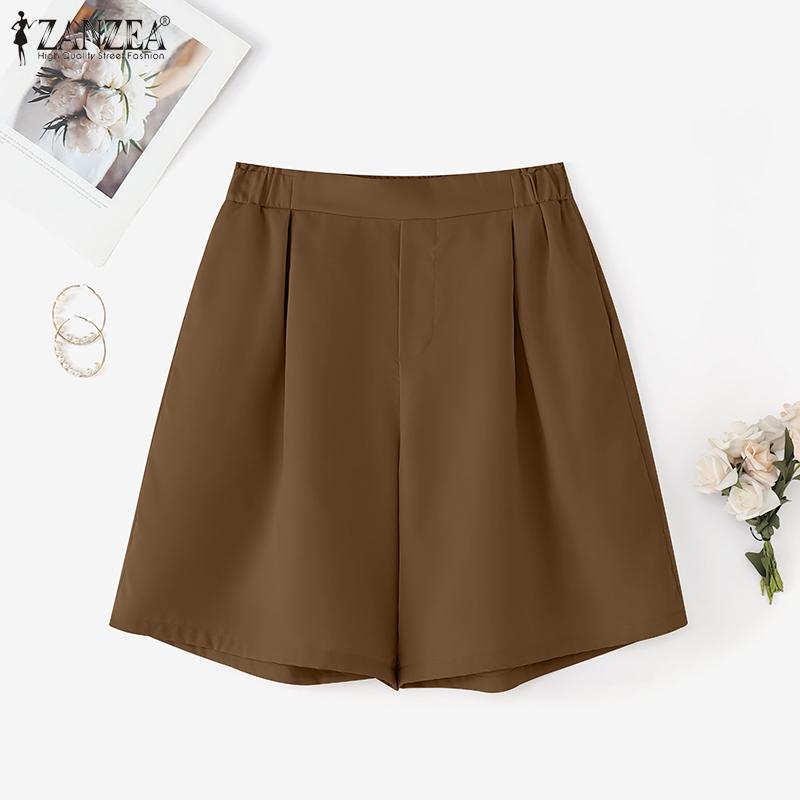 ZANZEA Women Casual Back Elastic Waist Loose Summer Short Pants