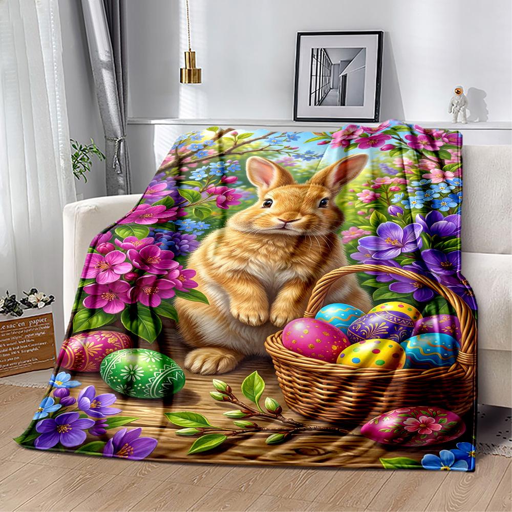 Springtime Bunny Garden Blanket,Suitable for sofas, offices, travel, living rooms, Gifts to relatives and friends, Blanket,Suitable for all seasons.