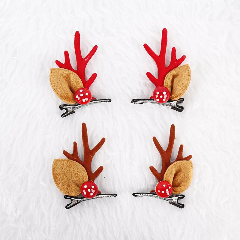 Christmas Reindeer Antler Hair Clips - Cute Bell Accessories for Girls