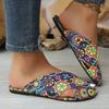 Large Size Women's Slippers Summer New Flat Bottom Printing Set Toe Bohemian Ethnic Cool Slippers Women