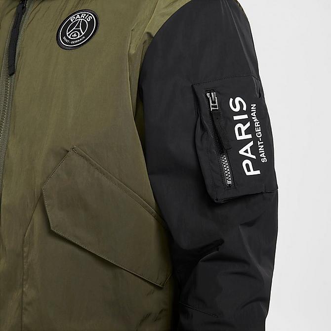 Nike Paris Saint Germain Football Casual Series Pattern Logo Zip Long Sleeve Jacket Men Jacket Green DQ8972-325