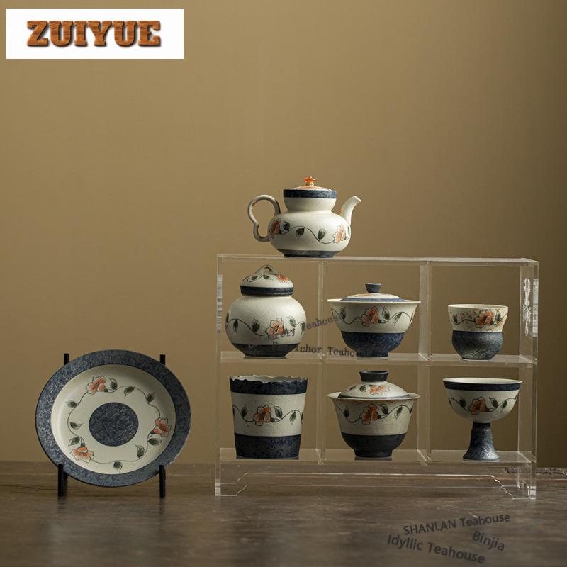150ml Hand-painted Camellia Gaiwan Ancient Tea Tureen Tea Bowl With Lid Kit Tea Brewing Cover Bowl Teaset Accessories Ornaments