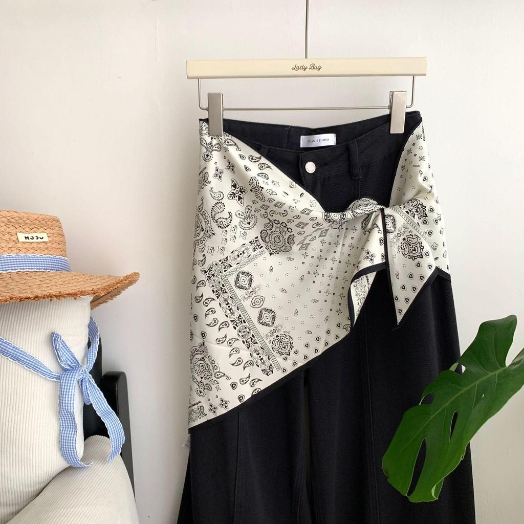 Korean Cashew Flower Triangular Scarf: Women's Layered Accessory Waist Belt Decoration