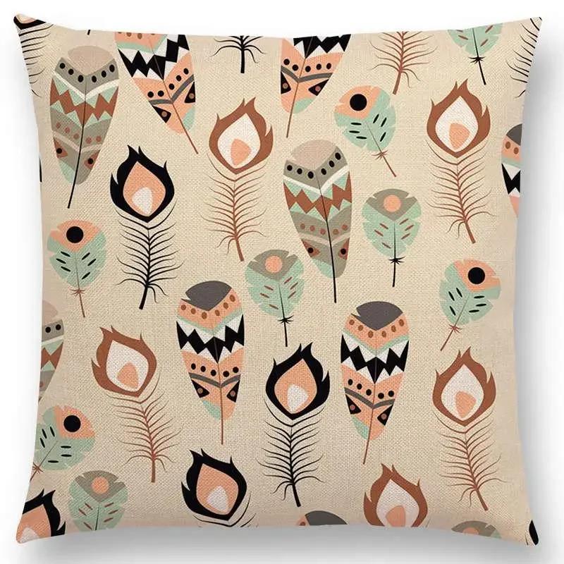 Feather Pattern Decorative Letters Cushion Cover Beautiful Word Be Brave Kind Dream Home Decor Sofa Throw Pillow Case