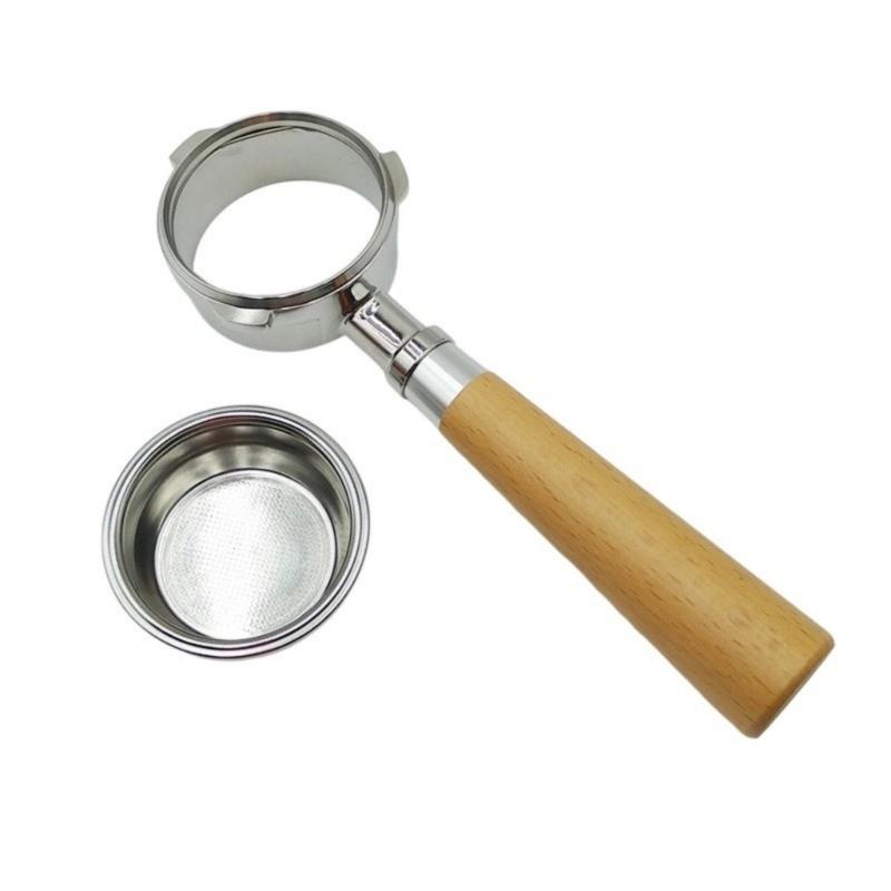 Three Ear 58mm Bottomless Portafilter Solid Wood Handle for Espresso Machines Accessories Commercial Coffee Equipment