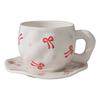 Korean ins style, hand-painted flower handmade ceramic coffee cup, ceramic milk coffee cup and saucer set