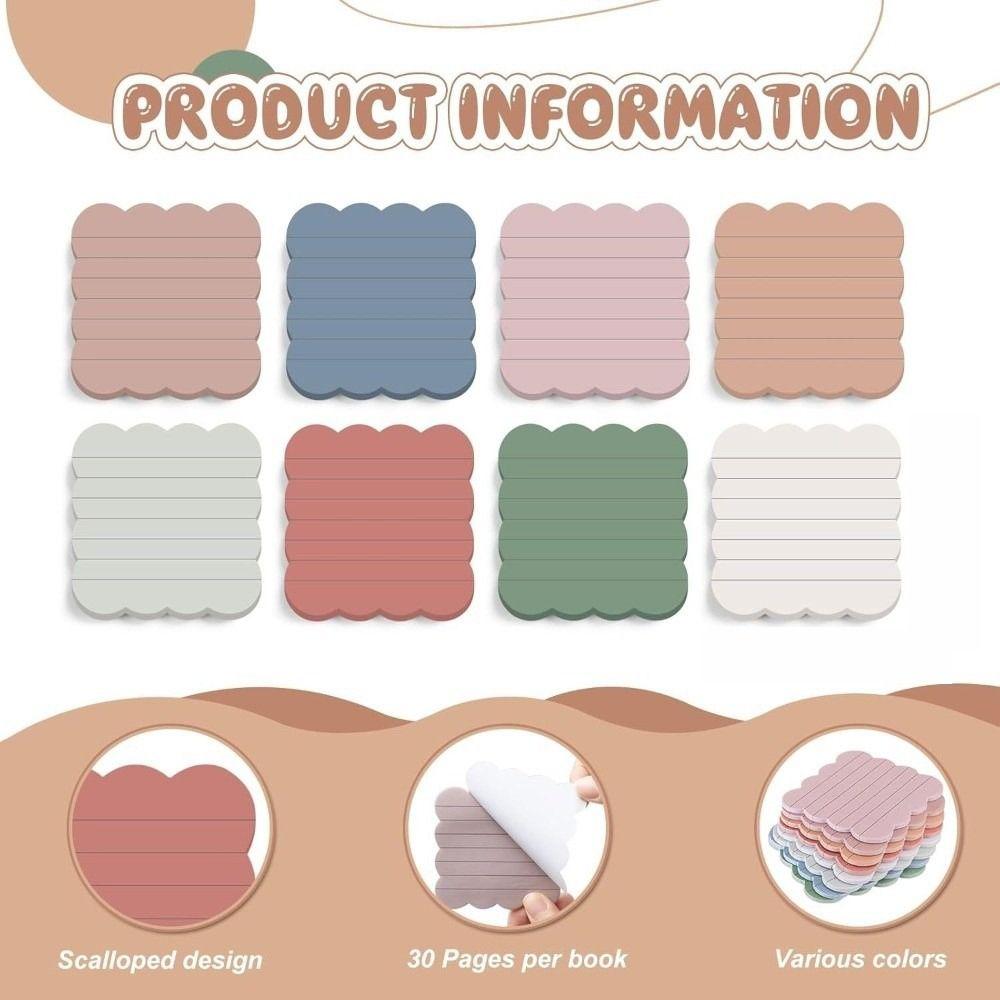 240 Sheets Self-adhesive Self Sticky Notes Adhesive Backing Scalloped Sticky Notes  Home Study