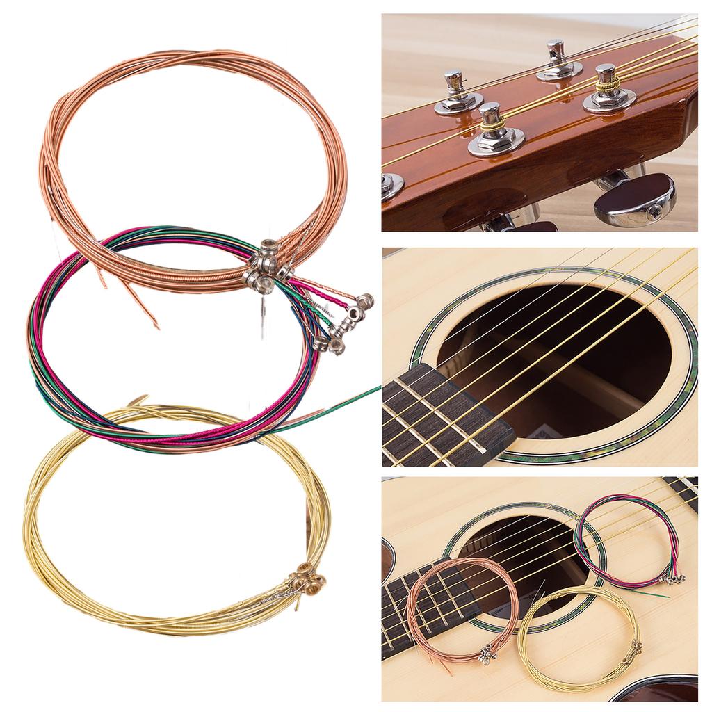 6 Pcs Folk Guitar Steel Wire String 6-string Acoustic Guitar Strings Replacement for Beginners Performers Durable