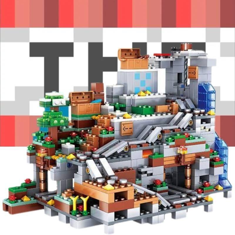 Mattoncini in Plastica ABS Modello Villaggio di Montagna Il Mio Mondo Puzzle per Bambini Assemblaggio Giocattolo per Ragazzo