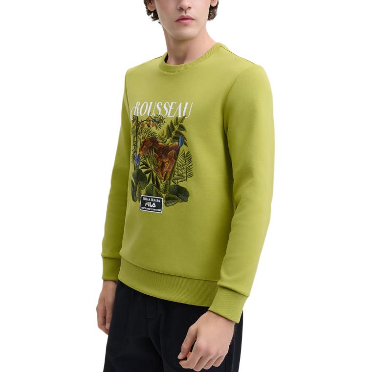 Fila X Rousseau Heritage Series Fashion Comfortable Crew Neck Pullover Long Sleeve Sweatshirt Men Sweatshirt Green Yellow F11M448212F-LG