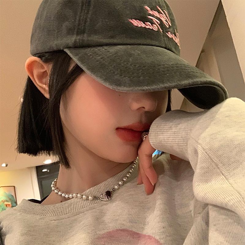 

Casual Embroidered Denim Baseball Cap With Wide Brim For Summer Sun Protection серый