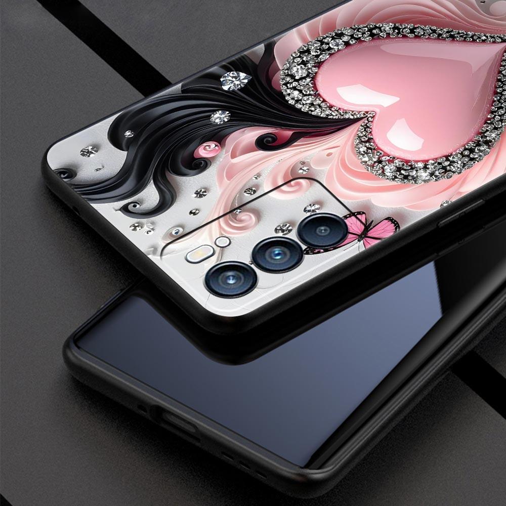 Colored Love Heart Printed Phone Case For Oppo Reno 13 12 11 10 7 F Find X5 X6 A98 A80 A79 A78 A57 A54 A31 A17 Pro 5G Soft TPU
