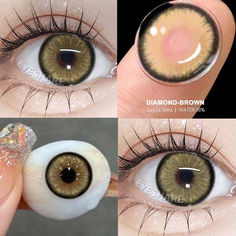 Eyeshare Fashion Color Contact Lenses 2PCS Big Eyes Black Glasses Lenses Brown Color Contact Lenses Gray Lenses Blue Fashion Glasses Lenses