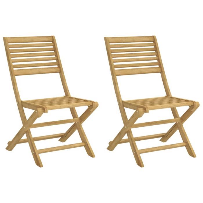 VidaXL Set of 2 Folding Garden Chairs, Seats with Backrest, Outdoor Patio Terrace Furniture, Modern, Solid Wood 365739
