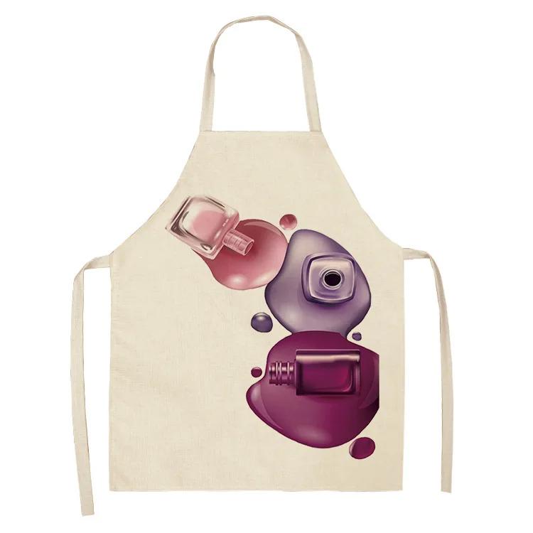Nail Polish Lipstick Kitchen Cotton Linen Apron Bib Home Cleaning Ladies Cooking Picnic