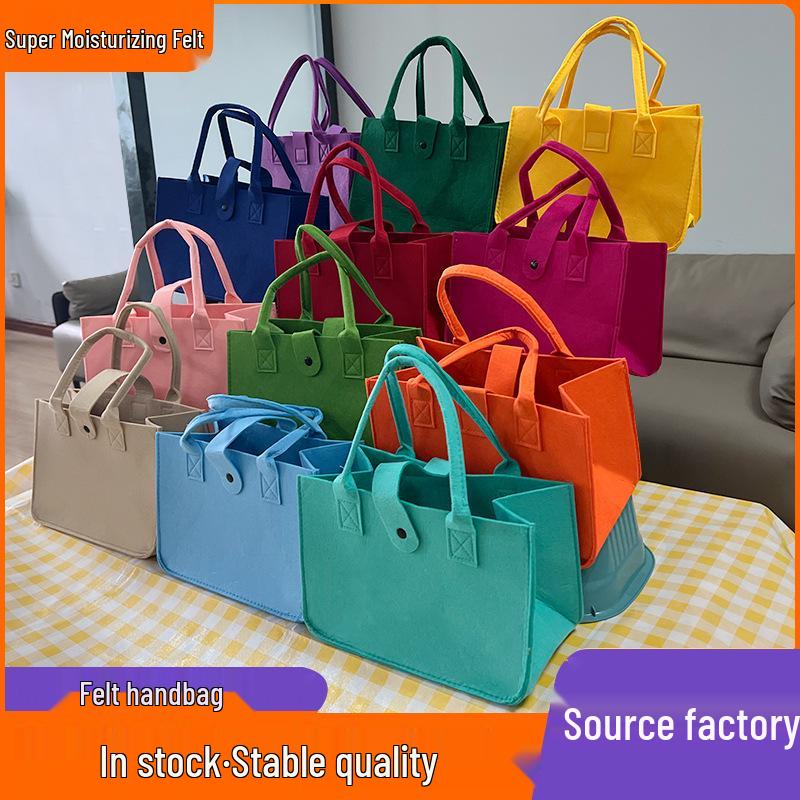 Solid Color Felt Handbag: Large Capacity Commuter and Student Bag
