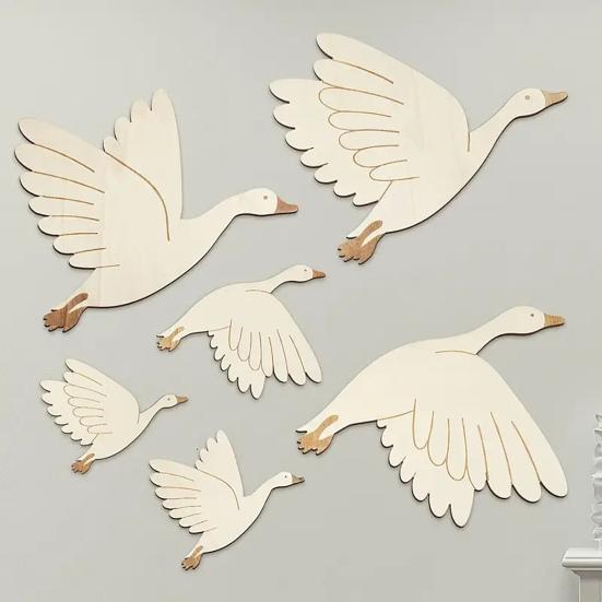 6 Stück/Set Holzmöwe Wanddekoration Bauernhaus Rustikal Seevogel Wandkunst Skulptur Zuhause Wohnzimmer Badezimmer Wand Dekoschild