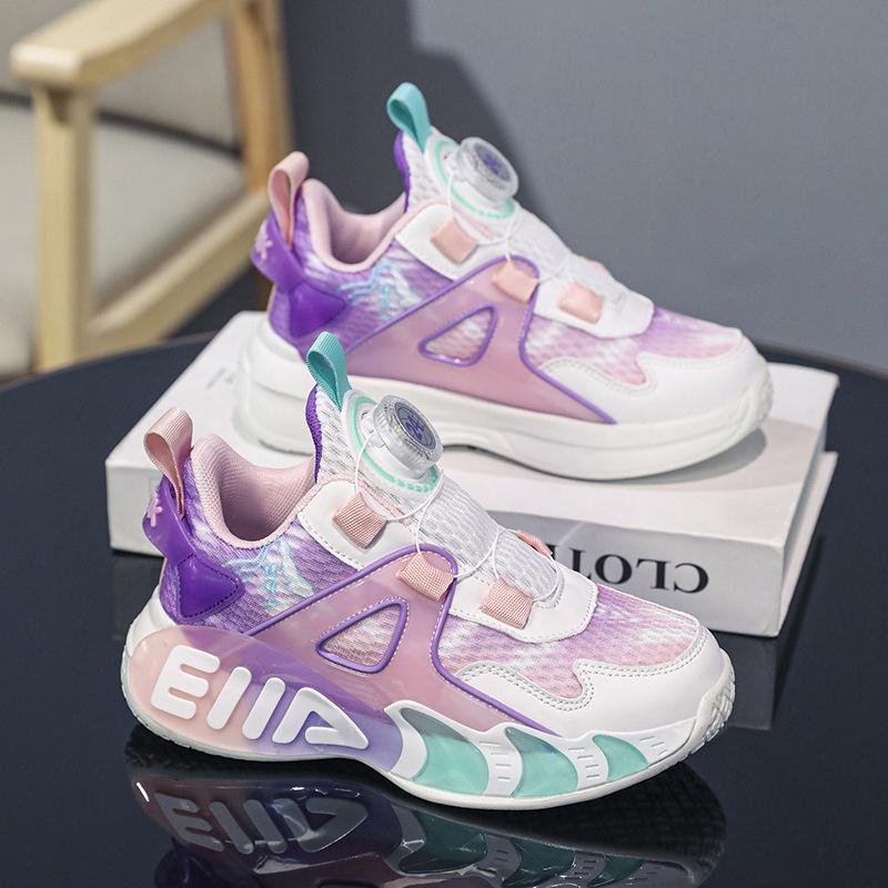 Classmate Summer Mesh Breathable Sneakers Middle-aged and Older Children 2025 Spring and Autumn Rotating Buckle Girls Pink Running Sneakers
