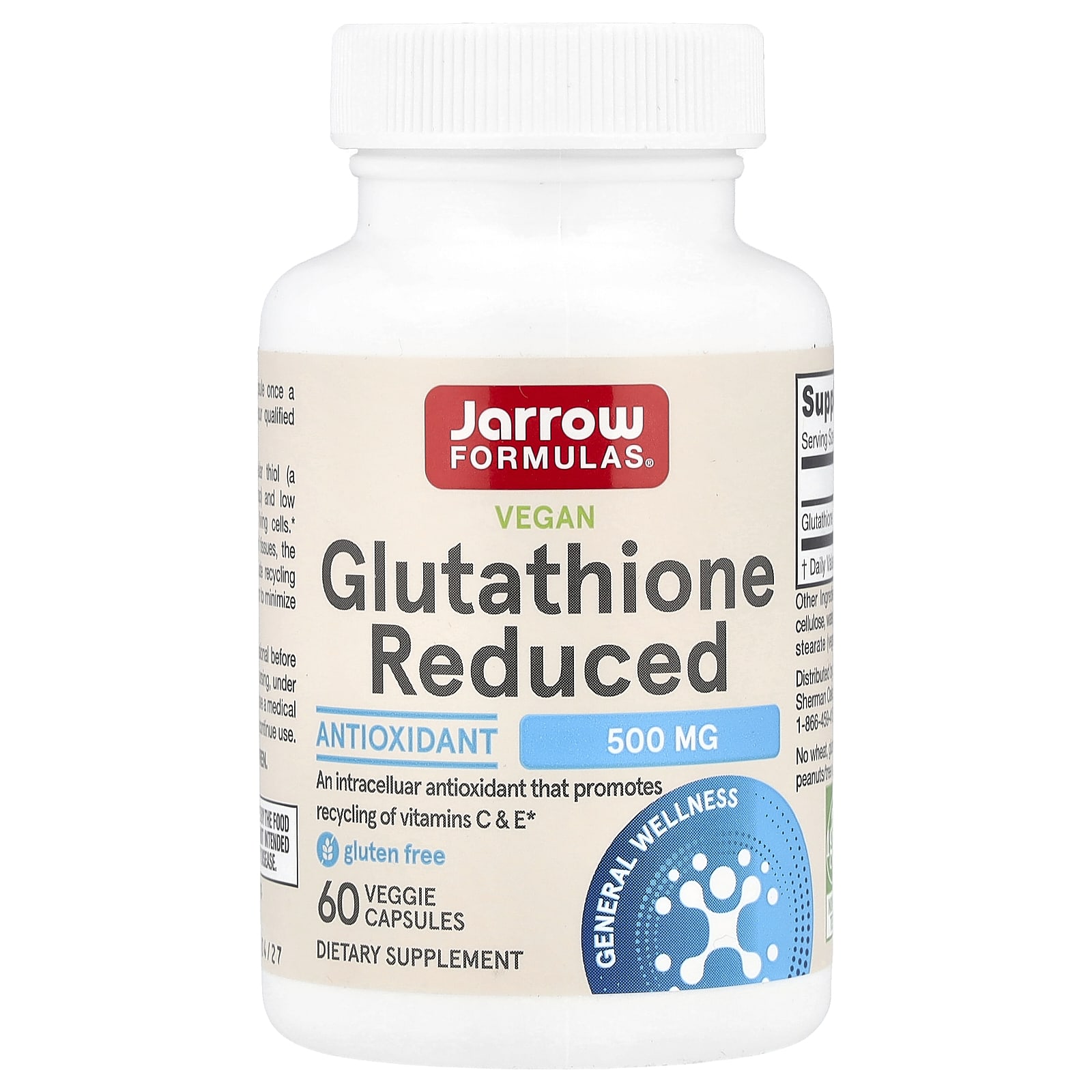 

Jarrow Formulas, Vegan Glutathione Reduction, 500 mg, 60 Veggie Capsules