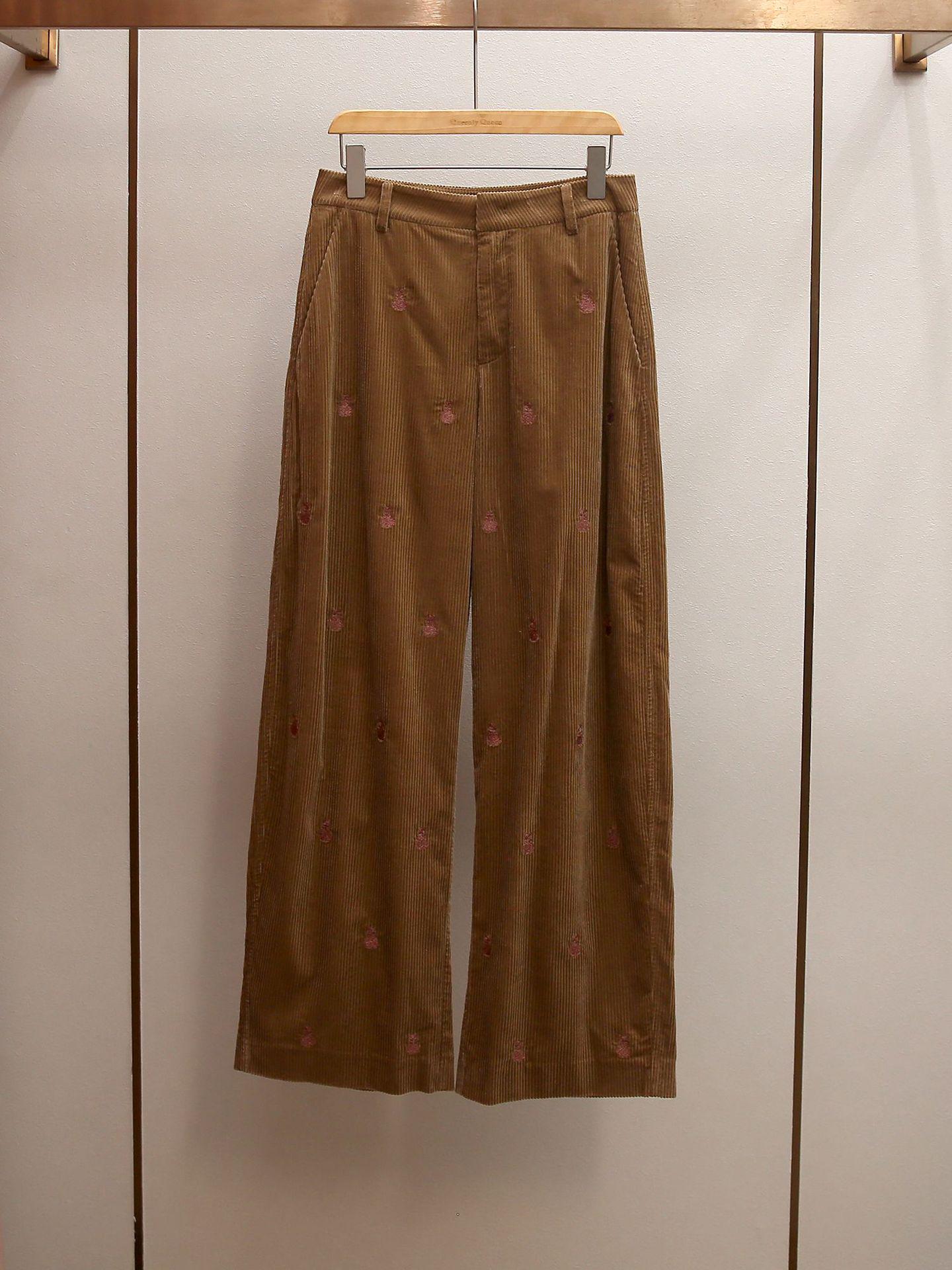 

New Spring Women s A-line High-Waist Embroidered Corduroy Trousers - Versatile and Slimming Casual Style XS темные хаки