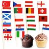 100Pcs Mini National Flags Toothpicks European Cup Cocktail Picks & Cupcake Toppers Party Decorations for Football Themed Events