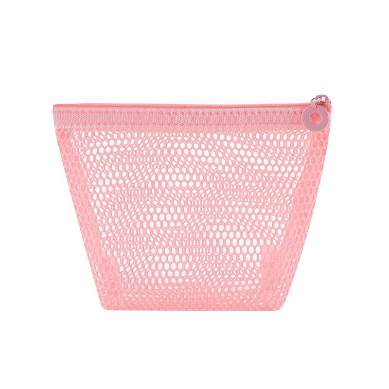 Square Mesh Cosmetic Bag Portable Lipstick Cosmetic Storage Bag With Zipper Multi-Purpose Sundries Storage Bag Cute Student Case
