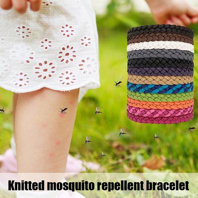 12 Piezas Pulsera Repelente de Insectos Correa Cuero PU Adultos Niños Longitud Ajustable Pulsera Anti Picadura de Mosquito Anti-mosquitos