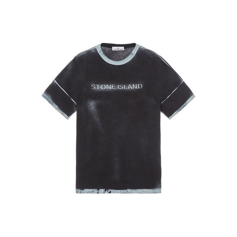 STONE ISLAND STONE ISLAND Hand Sprayed T Shirt Men's Sky Color 7815210T4-V0041