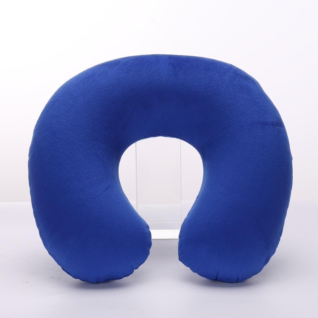 Promotional Inflatable U-Shaped Travel Neck Pillow with Plush Outerwear