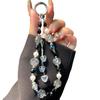 Wholesale Phone Chain Alloy Heart Zircon Tassel Hanging Chain Acrylic Rose Flower Wrist Beaded Phone Case Lanyard