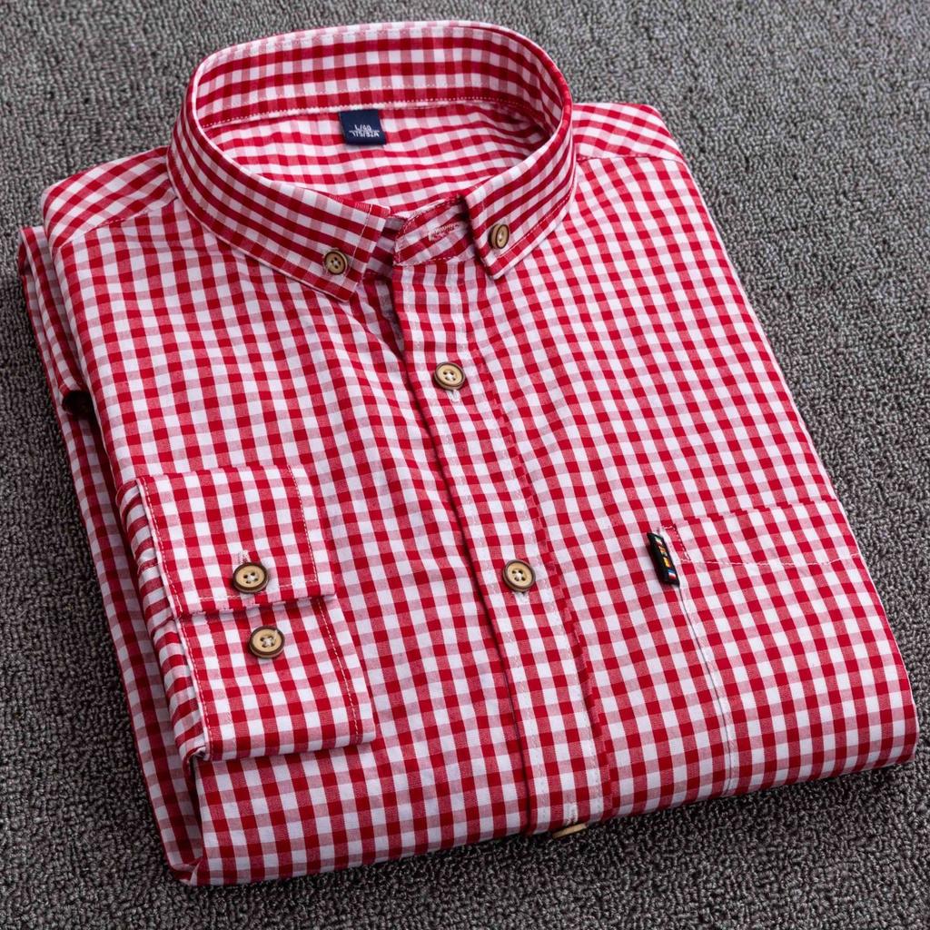 Small Plaid Shirt Men Thin Long Sleeved Spring Autumn Casual Wear Young Middle Aged People
