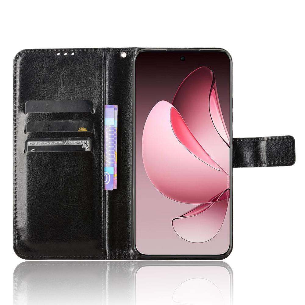 

For Oppo Reno13 Pro 5G Case Crazy Horse Texture PU Leather Phone Wallet Cover Brown