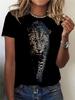 Schattig dames T-shirt met kattenprint, 3D-geprint, casual, korte mouwen