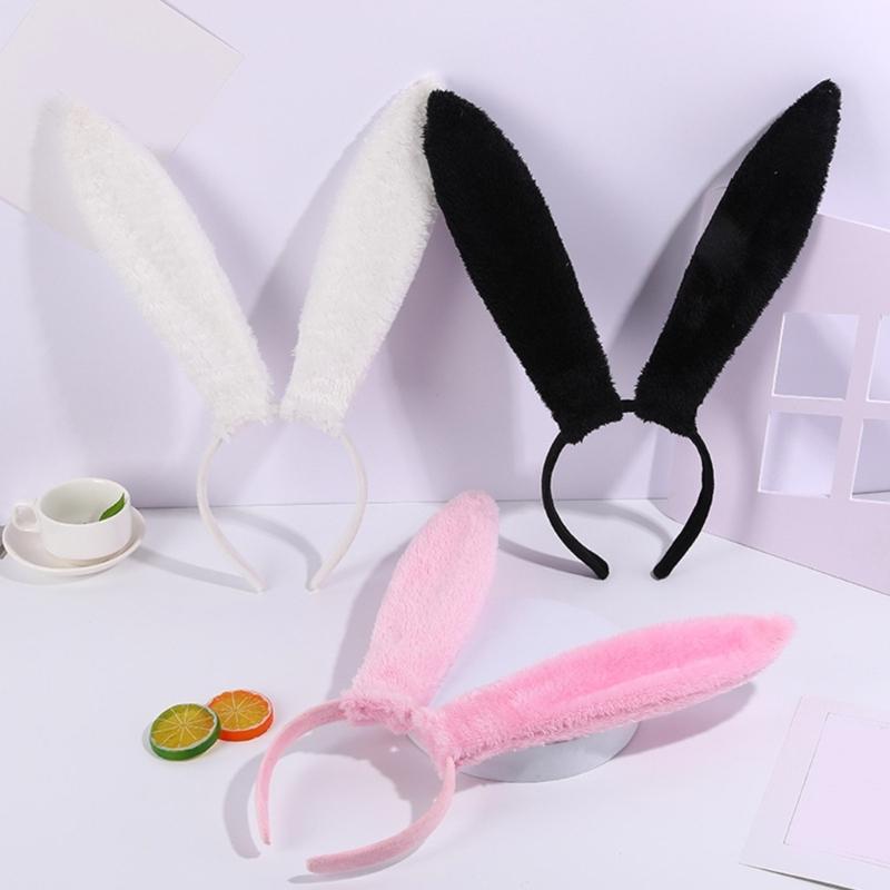 Adult Teens Cute Christmas Rabbit Ears Shape Headband Plush Hair Hoop Makeup Live Broadcast Cosplay Party Headpieces