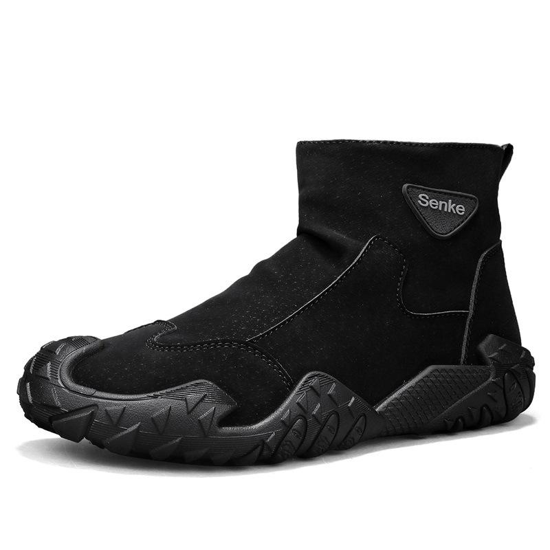 

Autumn Winter Men Chelsea Boots Anti-slip Keep Warm Ankle Boots Retro Black Men Fashion Boot Motorcycle Shoes Platform Boots 44