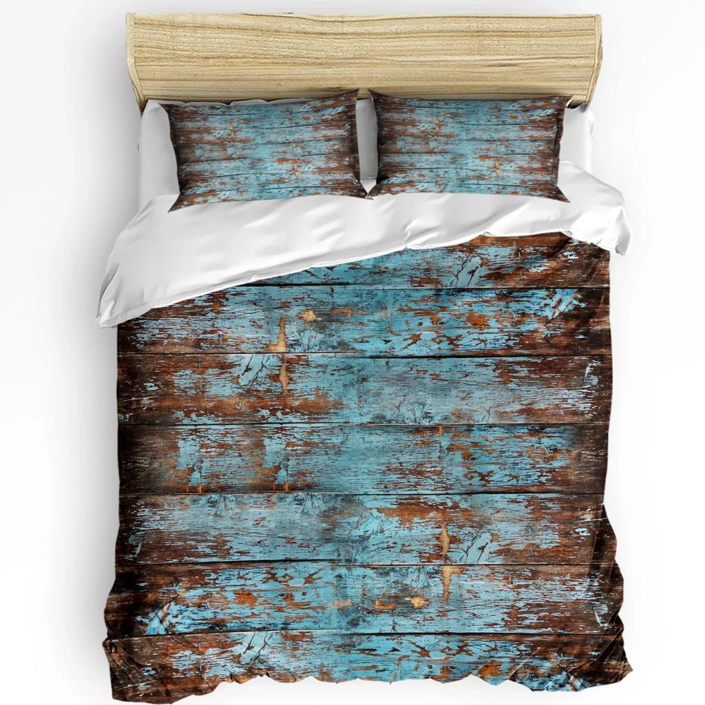 Turquoise Wooden Board Bedding Set 3pcs Boys Girls Duvet Cover Pillowcase Kids Adult Quilt Cover Double Bed Set Home Textile