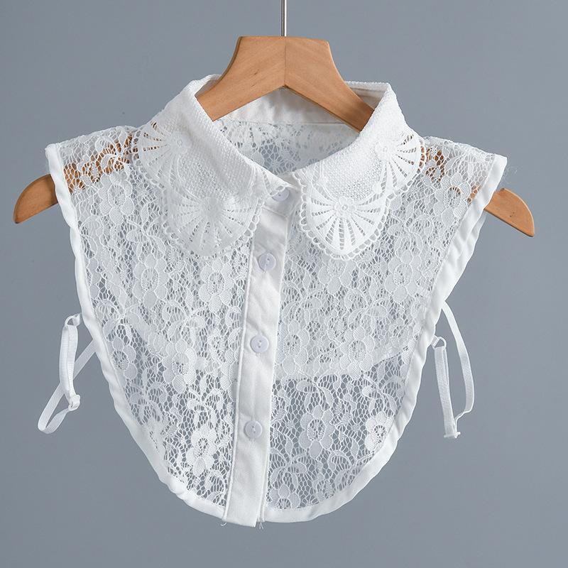 Summer Lace Floral Shirt Detachable Collar for Girls Half Shirt Blouse Fake Collar Lapel Detachable Neckwear Collar Decorative