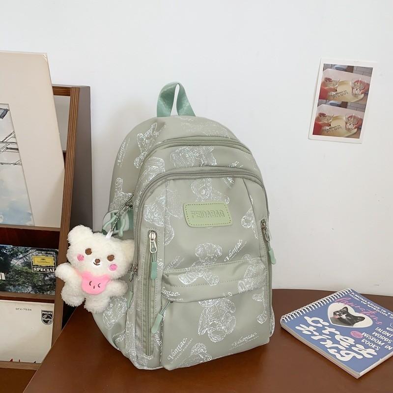 Stylish Lightweight Commuter Backpack Unisex Casual Nylon Waterproof Bag зелёный