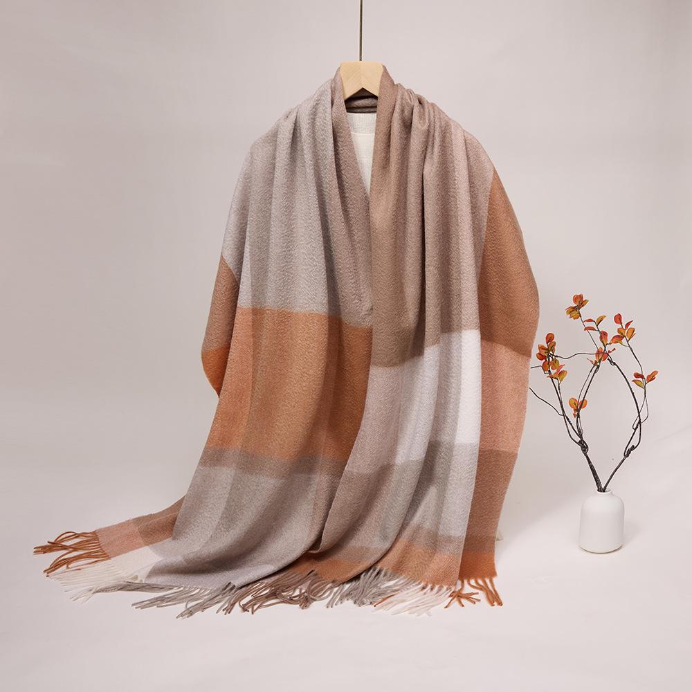 2025 Autumn/Winter Unisex 100% Pure Cashmere Plaid Scarf Shawl