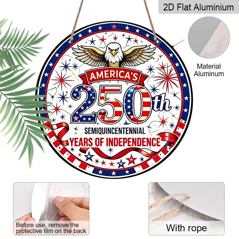 2D Flat Aluminum Wall Hanging with A U.S. Independence Day Theme. Available in Various Sizes. Suitable for Living Rooms, Cafes, Front Doors, Porches