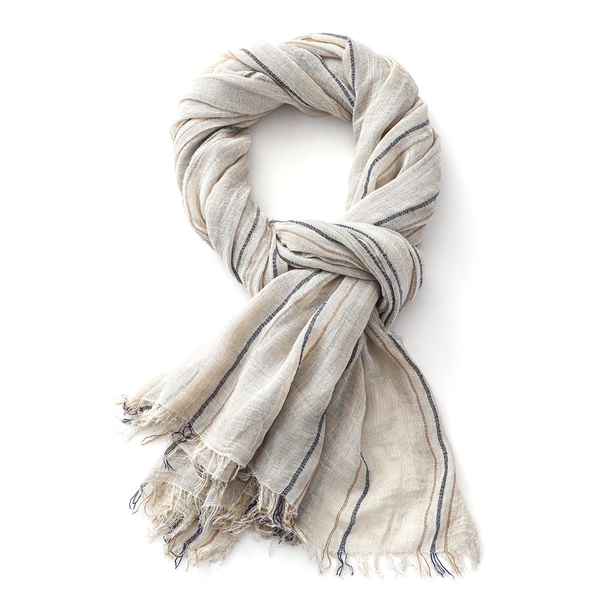 

Мужской шарф из хлопка и льна в полоску, осенне-зимний, теплый, шейный платок, модные аксессуары, шарфы, шаль, буфанда, обертывание бежевый