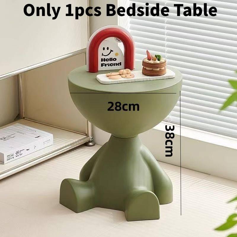 Modernus plastikinis naktinis staliukas su vaikams draugiška saugykla miegamojo dekoravimui