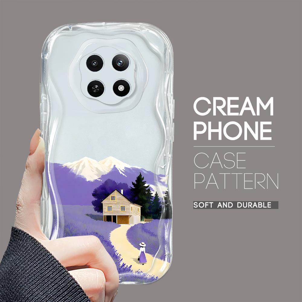 Cartoon Pattern Cream Texture Casing Wavy Edge Soft Silicone Cover Phone Case for OPPO Reno Realme OnePlus Vivo