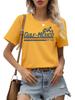 Women's French Round Neck Summer Beach Pattern T-Shirt