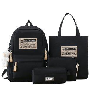 Schoolbag Large Capacity Korean Edition Student School Bag Four-piece Set Fashion Elements Versatile Campus Backpack Handbag Pencil Bag Crossbody