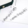 Shiny Crystal Leaf Shape Bracelet Silver Color Wristlet Plant Design Dangle Earrings  Gift Bangle