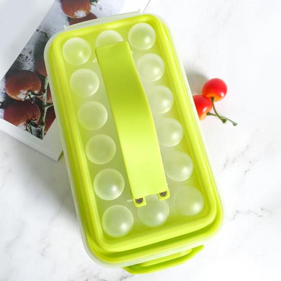 Eiswürfelform mit Deckel Lebensmittelechtes Silikon Eiswürfelbereiter BPA-frei Einfaches Entformen Ein-Klick-Entnahme Eiswürfelschale für Gefrierschrank