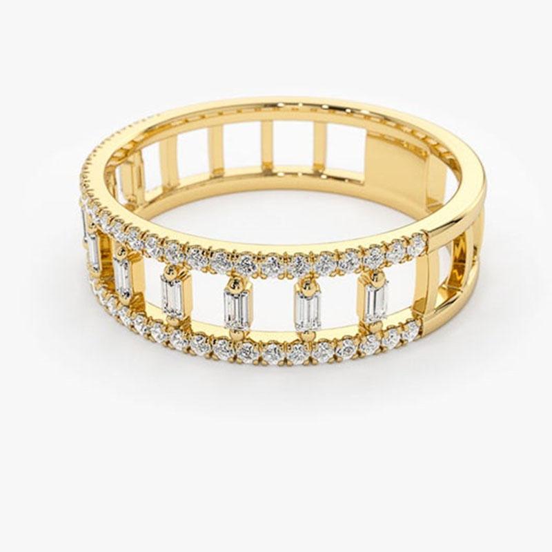 Elegant Women Wedding Band Jewelry Hollowed-out Rectangle Cubic Zirconia Quality Shiny Girl Fashion Versatile Rings