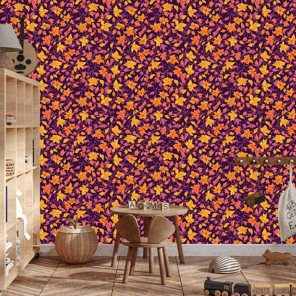 Intricate floral pattern wallpaper in burgundy, red and plum 50x1000